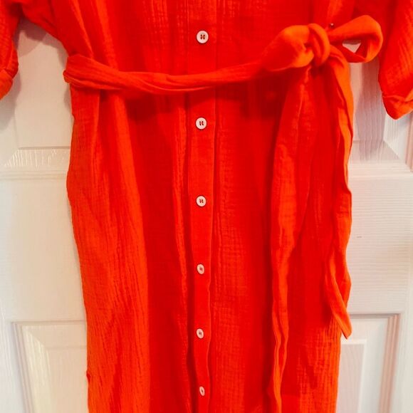 Victoria Dunn Orange Polo Collar Dress 3/4 Dolman Sleeves NWT - Picture 7 of 7